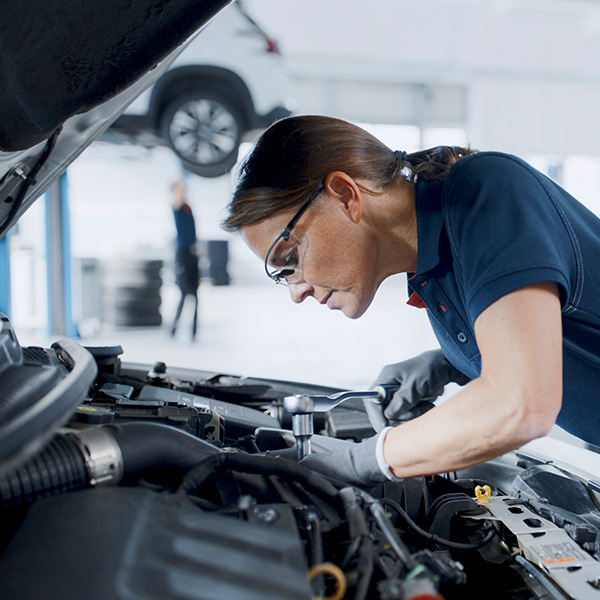 Mechanic repairing car engine in car shop in the New Port Richey and Port Richey, FL area