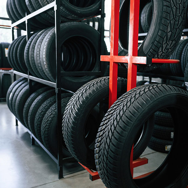 New tires on the storage rack in the workshop in the New Port Richey and Port Richey, FL area