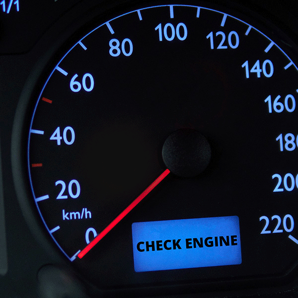 Odometer of check engine light